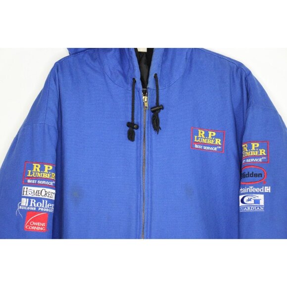 Unbranded Mens 3XL Blue Duck Quilted Lined Workwear Hooded Work Jacket M968 - Picture 2 of 11